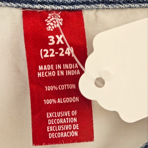 Christmas Embroidered Patchwork Long Sleeve Button Up in White Cotton Sz 3x - Picture 6 of 8